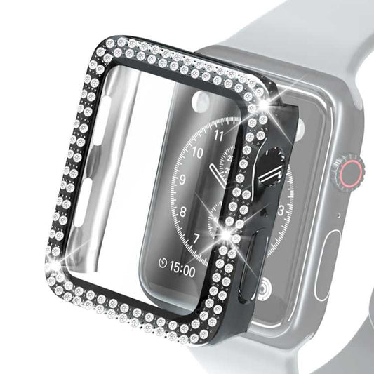 Strass PC Schutzhülle mit Schutzglas für Apple Watch 6 & SE & 5 & 4 40mm | 6 & SE & 5 & 4 44mm