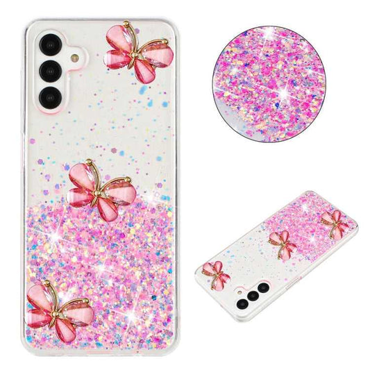 Leuchtende Sternenhimmel Glitzer Schmetterling TPU Handyhülle, For Samsung Galaxy A15 5G, For Samsung Galaxy A55 5G, For Samsung Galaxy A35 5G, For Samsung Galaxy A05, For Samsung Galaxy A05s, For Samsung Galaxy A25 5G, For Samsung Galaxy A34 5G