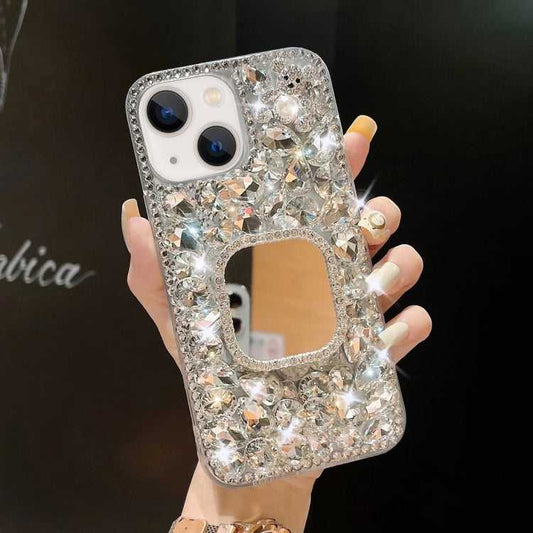 Spiegel handgefertigte Bling Strass PC Handyhülle, For iPhone 14 Plus, For iPhone 14, For iPhone 14 Pro, For iPhone 14 Pro Max, For iPhone 13 Pro Max, For iPhone 13 Pro, For iPhone 13, For iPhone 13 mini
