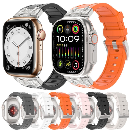Silikon Armband mit Strass für Apple Watch SE 2023 44mm | Ultra 2 49mm | 9 45mm | Ultra 49mm | 8 45mm