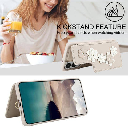 Crossbody-Handyhülle aus Leder mit Blumenmuster, For Samsung Galaxy S25 Edge 5G, For Samsung Galaxy S25+ 5G, For Samsung Galaxy S25 Ultra 5G, For Samsung Galaxy S24 Ultra 5G