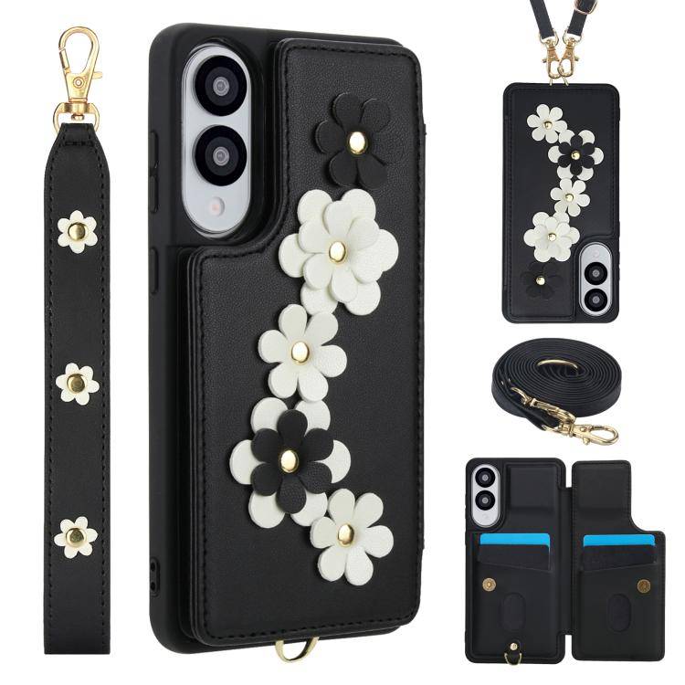 Crossbody-Handyhülle aus Leder mit Blumenmuster, For Samsung Galaxy S25 Edge 5G, For Samsung Galaxy S25+ 5G, For Samsung Galaxy S25 Ultra 5G, For Samsung Galaxy S24 Ultra 5G
