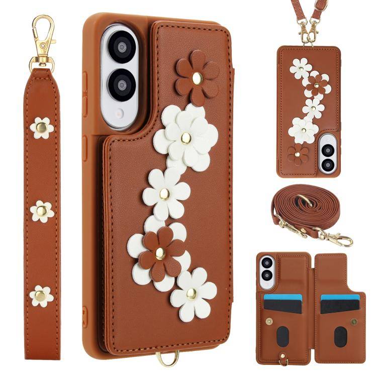 Crossbody-Handyhülle aus Leder mit Blumenmuster, For Samsung Galaxy S25 Edge 5G, For Samsung Galaxy S25+ 5G, For Samsung Galaxy S25 Ultra 5G, For Samsung Galaxy S24 Ultra 5G