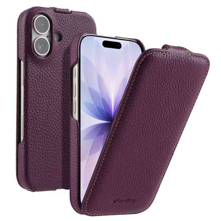 melkco Litschi Textur Vertikale magnetische Flip-Handyhülle aus echtem Leder, For iPhone 17, For iPhone Air