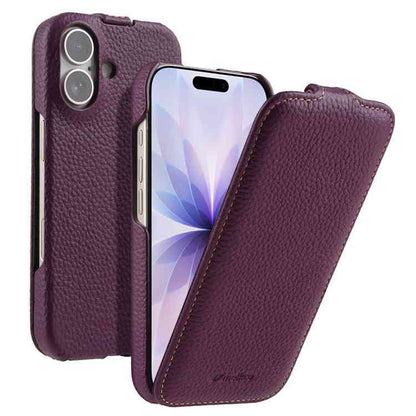 melkco Litschi Textur Vertikale magnetische Flip-Handyhülle aus echtem Leder, For iPhone 17, For iPhone Air