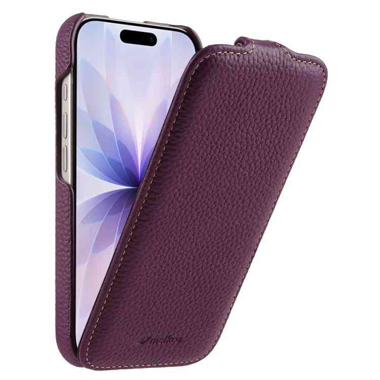 melkco Litschi Textur Vertikale magnetische Flip-Handyhülle aus echtem Leder, For iPhone 17, For iPhone Air