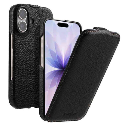 melkco Litschi Textur Vertikale magnetische Flip-Handyhülle aus echtem Leder, For iPhone 17, For iPhone Air