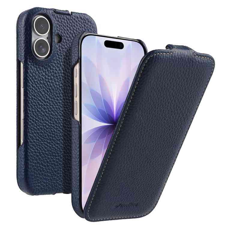 melkco Litschi Textur Vertikale magnetische Flip-Handyhülle aus echtem Leder, For iPhone 17, For iPhone Air