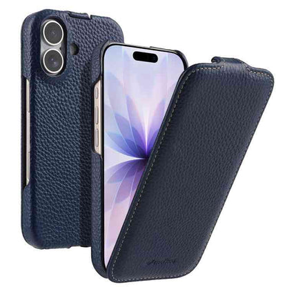 melkco Litschi Textur Vertikale magnetische Flip-Handyhülle aus echtem Leder, For iPhone 17, For iPhone Air