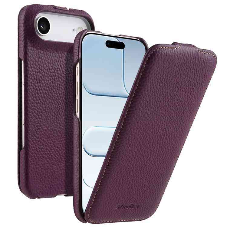 melkco Litschi Textur Vertikale magnetische Flip-Handyhülle aus echtem Leder, For iPhone 17, For iPhone Air