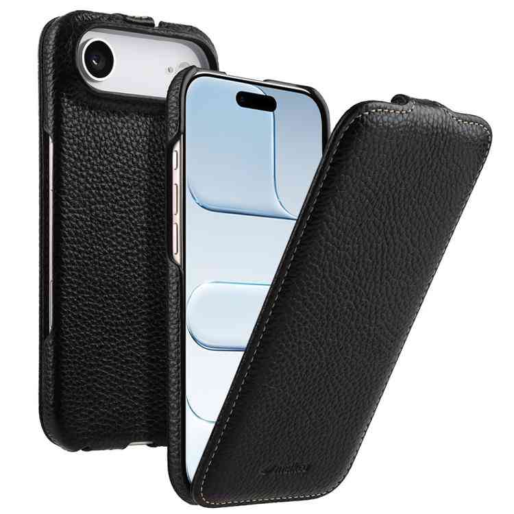 melkco Litschi Textur Vertikale magnetische Flip-Handyhülle aus echtem Leder, For iPhone 17, For iPhone Air
