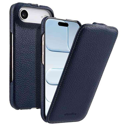 melkco Litschi Textur Vertikale magnetische Flip-Handyhülle aus echtem Leder, For iPhone 17, For iPhone Air