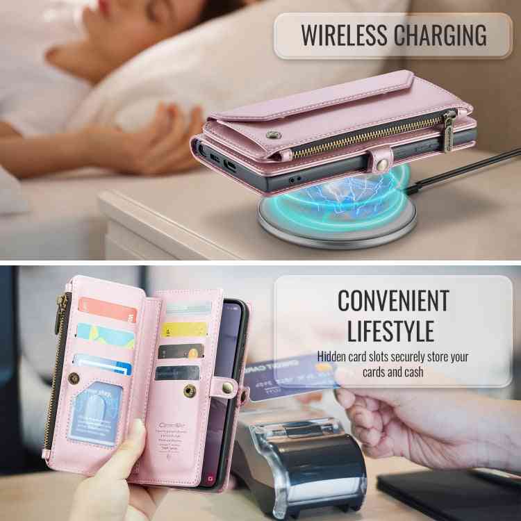 CaseMe C36 Kartenfächer Reißverschluss Geldbörse RFID Anti-Diebstahl Leder Handyhülle, For Galaxy S24 FE 5G