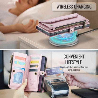 CaseMe C36 Kartenfächer Reißverschluss Geldbörse RFID Anti-Diebstahl Leder Handyhülle, For Galaxy S24 FE 5G