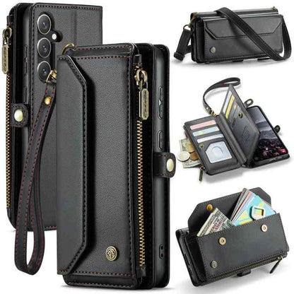 CaseMe C36 Kartenfächer Reißverschluss Geldbörse RFID Anti-Diebstahl Leder Handyhülle, For Galaxy S24 FE 5G