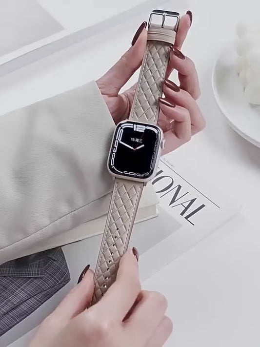 Echtleder-Armband für Apple Watch (41/40/38 mm) – hochwertiges Ersatzband in Beige, Schwarz, Braun, Blau, Grau.  